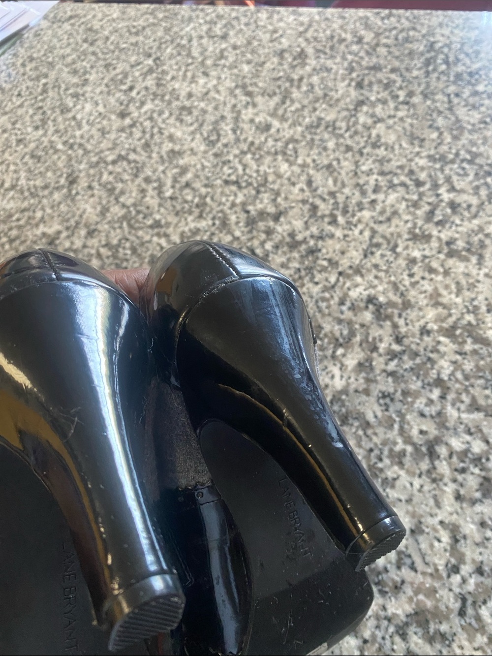 Lane Bryant Black Patent and Gray Wool Lace-Up Brogues - Picture 8 of 9
